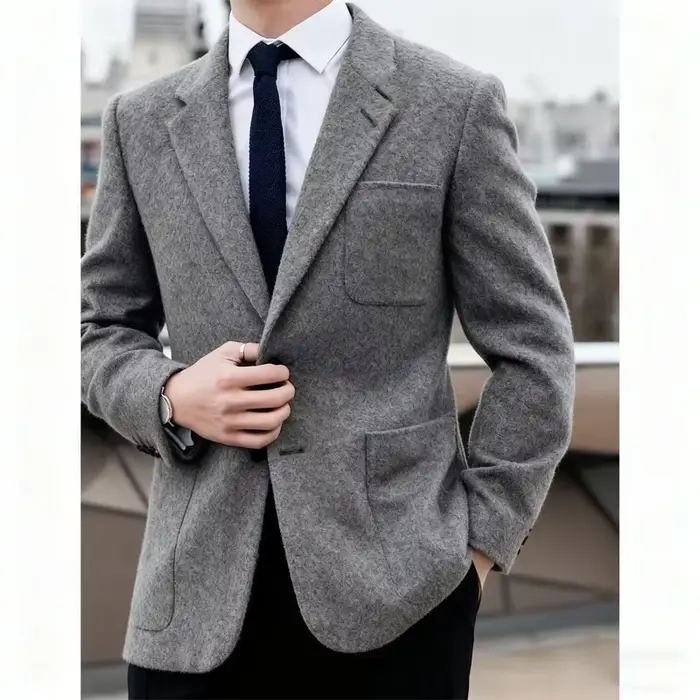 Veste de costume en laine pour hommes, simple boutonnage, élégante, Blazer d'affaires, coupe cintrée