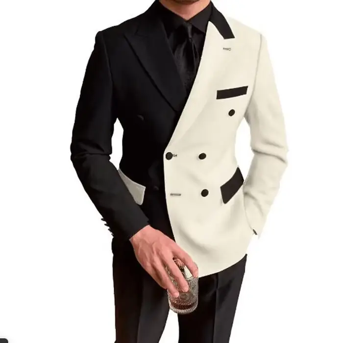 Smoking formel deux pièces à double boutonnage pour hommes, blazer et pantalon, élégant et confortable, idéal pour mariages, cérémonies et soirées de gala