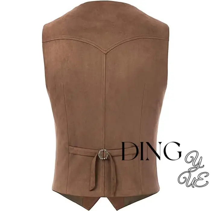 Gilet de costume en simili cuir suédé style anglais pour homme, gilet sans manches à col en V, boutonnage simple pour toutes les saisons, cadeau idéal pour les occasions spéciales