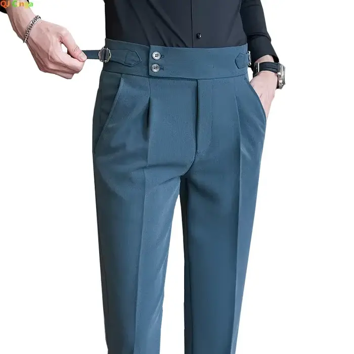 Pantalon de costume Qj cinga homme en polyester élégant et décontracté pour toutes les saisons et occasions spéciales