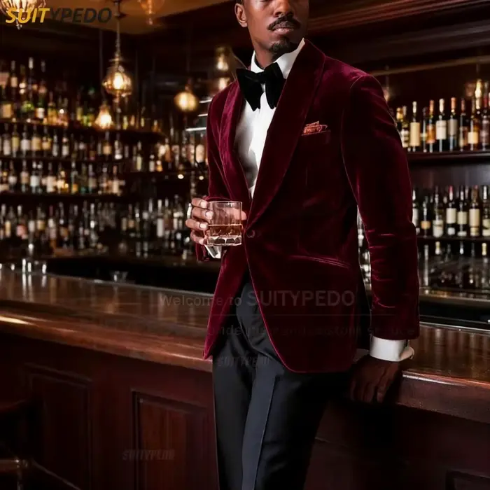 Blazer de costume en velours vintage pour hommes élégant sur mesure occasion spéciale automne hiver décontracté minimaliste